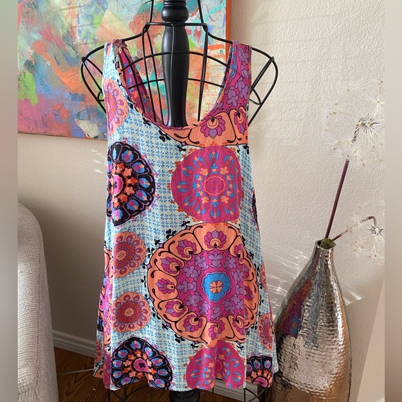 MINKPINK Other - MinkPink Swim Cover Tank Pink Blue Floral Mandala Pattern  Medium Women’s
